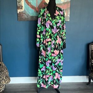 Floral Long Robe with Vibrant Colors